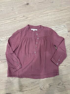 XiRENA Mauve Button-Front Long Sleeve Blouse